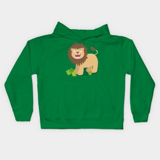 Cute lion roaring cartoon kids illustration Kids Hoodie